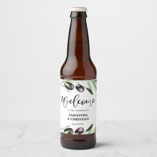 Olive Branch Wedding Bier Label Bier Etiket (Voorkant)