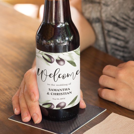 Olive Branch Wedding Bier Label Etiket