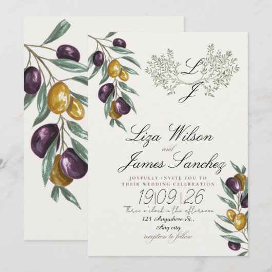 Olive Branch wedding for Family and Friends Kaart (Voorkant / Achterkant)