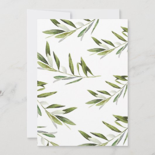 Olive Branch Wedding Invitation for Navy Kaart (Achterkant)