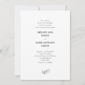Olive Branch Wedding Invitation Kaart