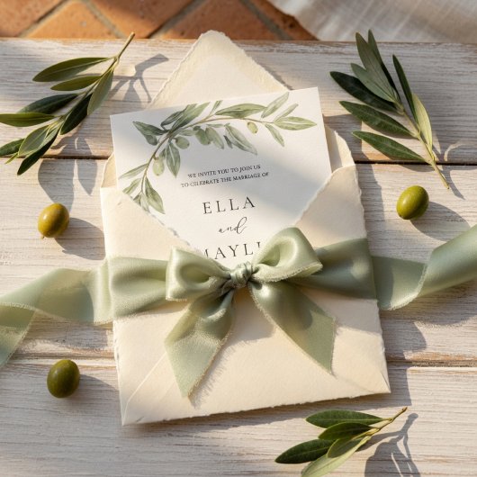 Olive Branch Wedding Invitation | Mediterranean  Kaart