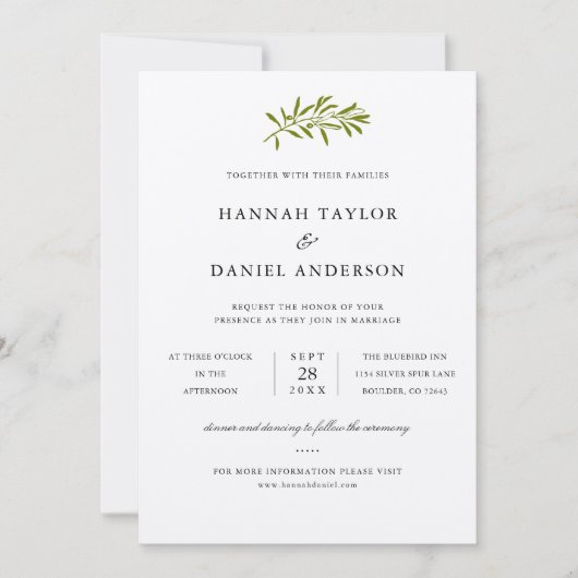 Olive Branch Wedding Kaart (Voorkant)