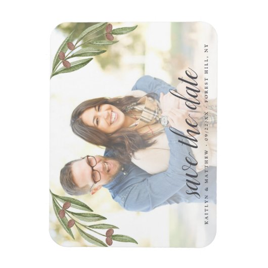 Olive Branch Wedding Photo Save the Date Magneet (Verticaal)