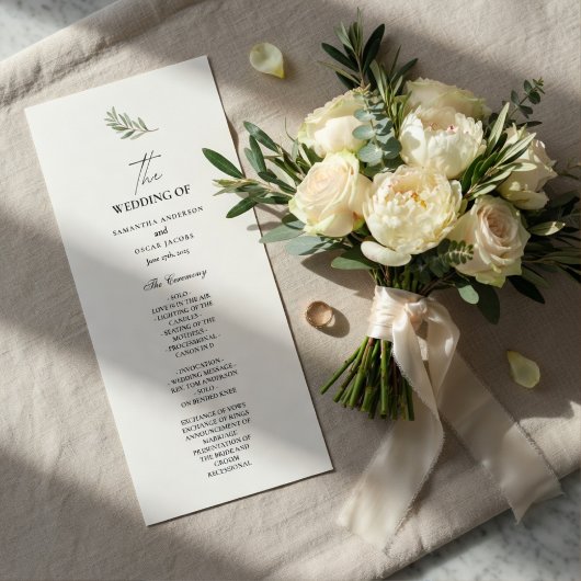 Olive Branch Wedding Program | Minimal  Menu