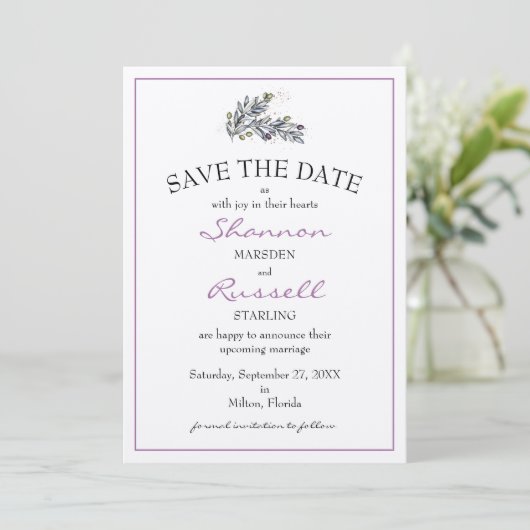 Olive Branch Wedding Save the Date Kaart (Staand voorkant)