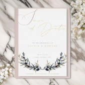 Olive Branch Wedding Save the Date Wit en Goud Folie Uitnodiging