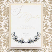 Olive Branch Wedding Save the Date Wit en Goud Folie Uitnodiging