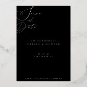 Olive Branch Wedding Save the Date Zwart-wit Folie Uitnodiging (Achterkant)