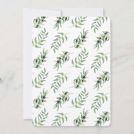 Olive Branch wijnmakerij repetitie diner Kaart (Achterkant)