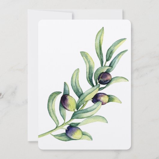 Olive Branch Witte Roos Huwelijksuitnodiging Kaart (Achterkant)