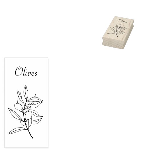 Olive Branch Wood Art Stamp Rubberstempel (Gestempeld)