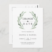 Olive Branch Wreath Wedding verander de datum Briefkaart (Voorkant / Achterkant)