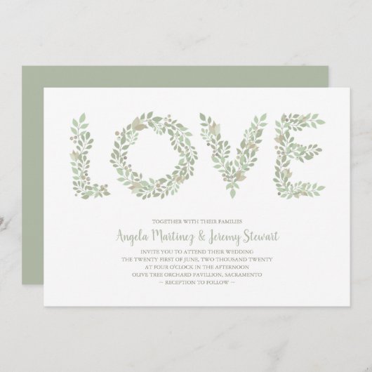 Olive Branches LOVE Collectie Groen Kaart (Voorkant / Achterkant)