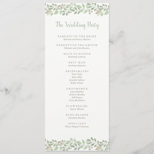 Olive Branches LOVE Collectie Programma Programmakaart (Achterkant)