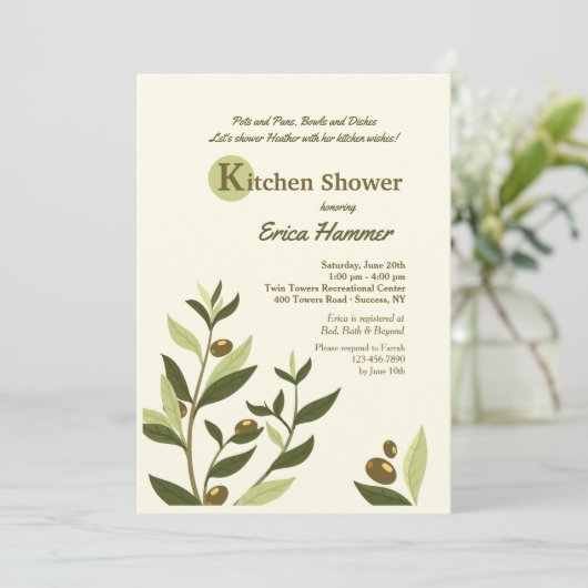 Olive Branches Uitnodiging (Staand voorkant)