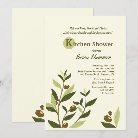 Olive Branches Uitnodiging (Voorkant / Achterkant)