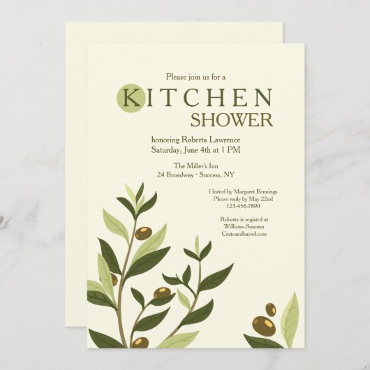 Olive Branches Uitnodiging (Voorkant / Achterkant)