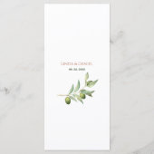 Olive Branches Waterverf Rustic Wedding Menu (Achterkant)