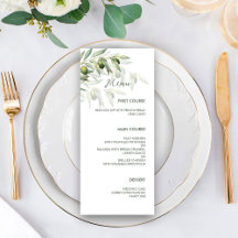 Olive Branches Waterverf Rustic Wedding Menu