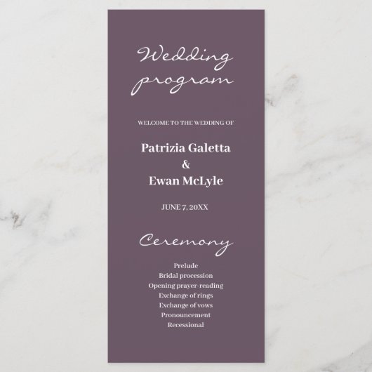 Olive Brown Wedding Flat Programmakaart (Voorkant)