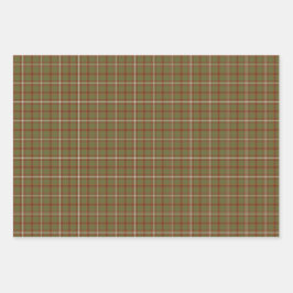 Olive Burgundy White Plaid Classic Inpakpapier Vel