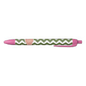 Olive Chevron met Coral Personalized Name Zwarte Inkt Pen (Bodem)