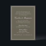 Olive Classic Border Script Elegant Wedding RSVP Kaart<br><div class="desc">This classic wedding invitation features a rich olive green background with refined serif typography and an elegant border. The earthy green tone adds depth and warmth while maintaining a timeless, formal layout. Perfect for fall weddings, garden ceremonies, or evening celebrations with a polished aesthetic. Designed for couples who love traditional...</div>