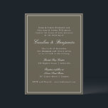 Olive Classic Border Script Elegant Wedding RSVP Kaart<br><div class="desc">This classic wedding invitation features a rich olive green background with refined serif typography and an elegant border. The earthy green tone adds depth and warmth while maintaining a timeless, formal layout. Perfect for fall weddings, garden ceremonies, or evening celebrations with a polished aesthetic. Designed for couples who love traditional...</div>