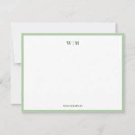 Olive Classic Monogram Aangepast Trouwpaar Trouwen Notitiekaartje