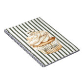 Olive Cream Stripes Snowflake Cupcake Christmas Notitieboek (Rechterzijde)