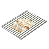 Olive Cream Stripes Snowflake Cupcake Christmas Notitieboek (Linkerzijde)