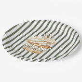 Olive Cream Stripes Snowflake Cupcake Christmas Papieren Bordje (Gekanteld)