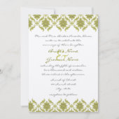 Olive Damask Monogram bruiloft uitnodiging (Voorkant)