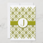 Olive Damask Monogram bruiloft uitnodiging (Achterkant)