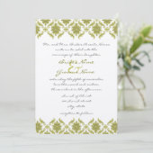 Olive Damask Monogram bruiloft uitnodiging (Staand voorkant)