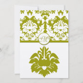 Olive Damask Wedding Invitations Kaart (Achterkant)