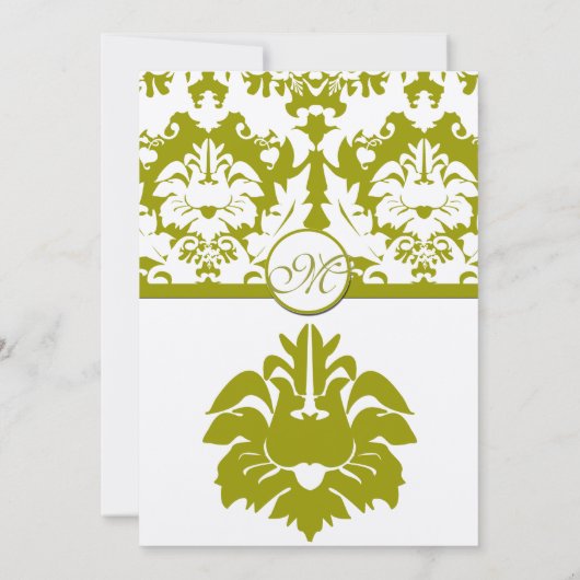 Olive Damask Wedding Invitations Kaart (Achterkant)