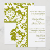 Olive Damask Wedding Invitations Kaart (Voorkant / Achterkant)