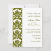 Olive Damask Wedding Invitations Kaart (Voorkant)