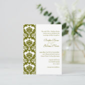 Olive Damask Wedding Invitations Kaart (Staand voorkant)