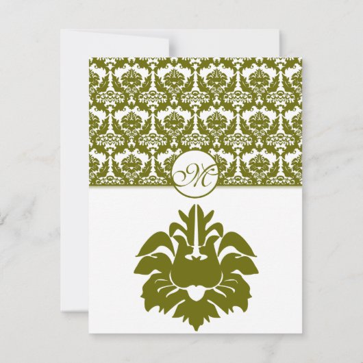 Olive Damask Wedding Invitations Kaart (Achterkant)