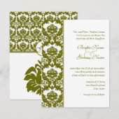 Olive Damask Wedding Invitations Kaart (Voorkant / Achterkant)