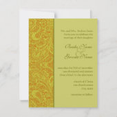 Olive Damask Wedding Invitations nog donkerder Kaart (Voorkant)