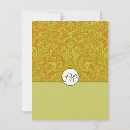 Olive Damask Wedding Invitations nog donkerder Kaart (Achterkant)
