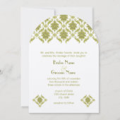 Olive Damask Wedding Uitnodiging (Voorkant)