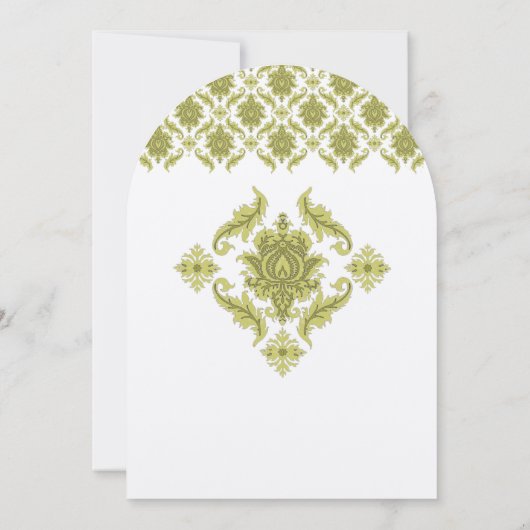 Olive Damask Wedding Uitnodiging (Achterkant)