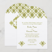 Olive Damask Wedding Uitnodiging (Voorkant / Achterkant)