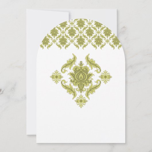 Olive Damask Wedding Uitnodiging (Achterkant)