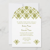 Olive Damask Wedding Uitnodiging (Voorkant)